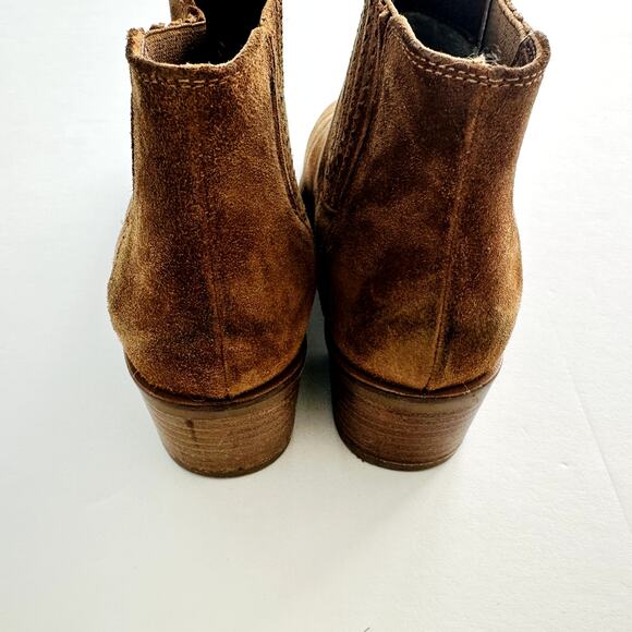 AQUATALIA Rosalin Weatherproof Suede Ankle Boot Size 9.5 Whiskey Tan Italy - Picture 4 of 10